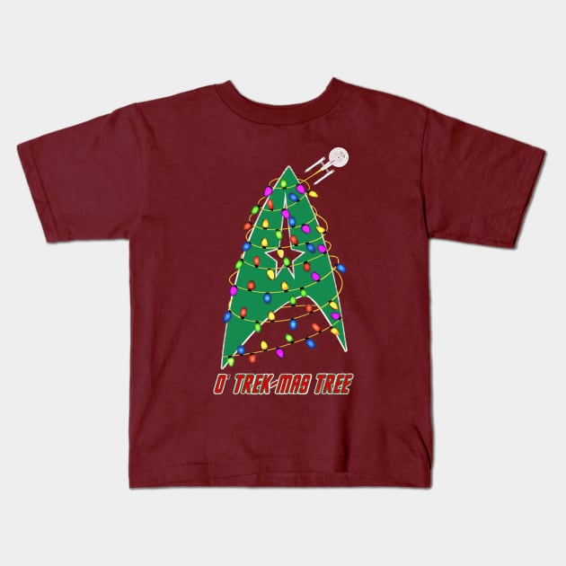 O' Trek-Mas Tree Kids T-Shirt by DistractedGeek